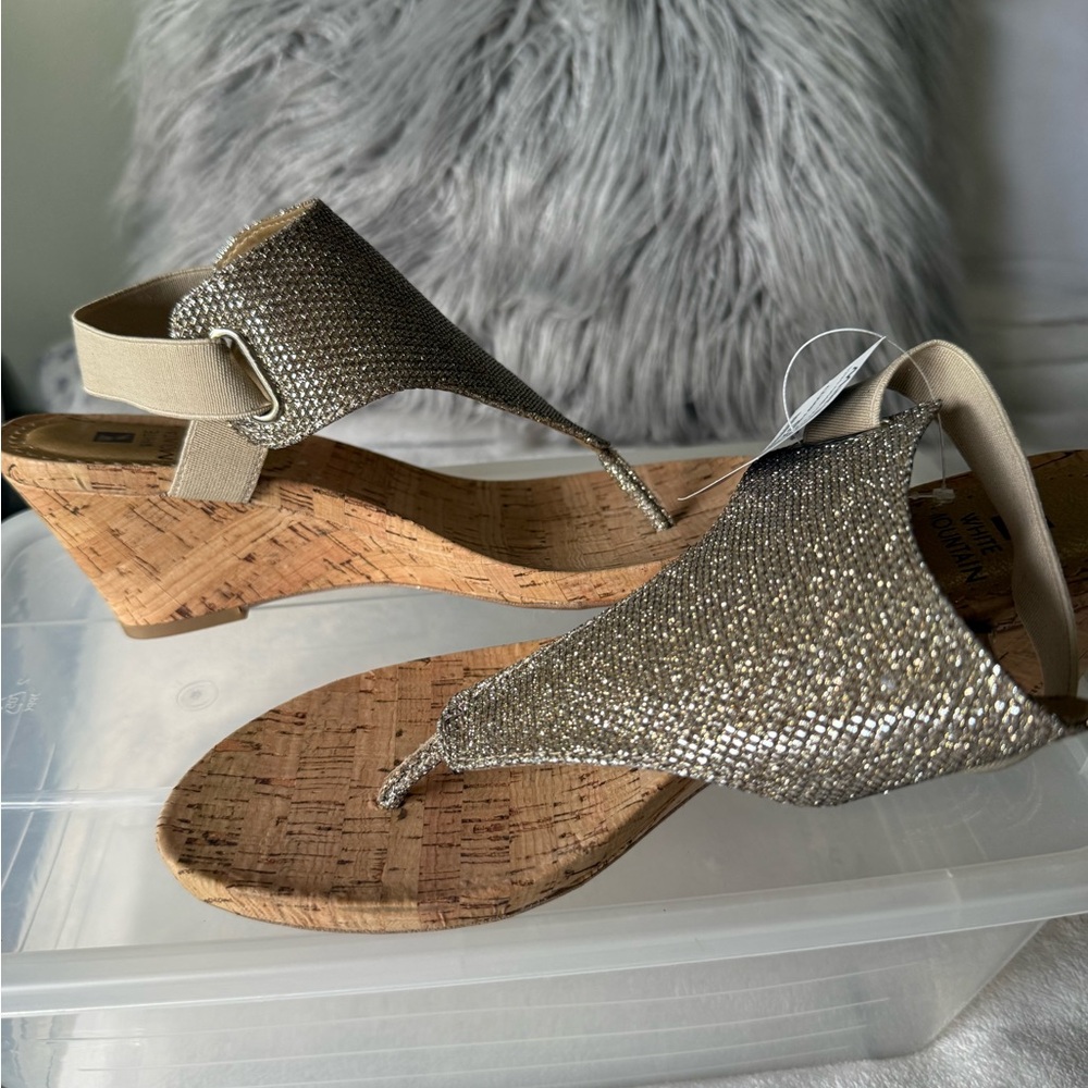 Sparkling Gold/Silver Women's Thong Sandals - Picture 2 of 4